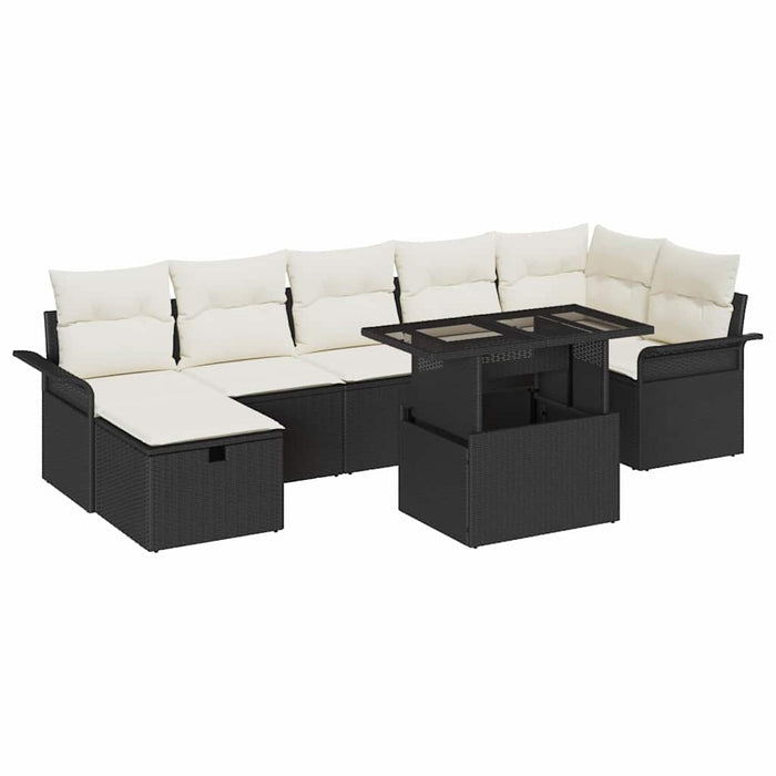 Set de canapele pentru grădină cu pernă 8 pcs Negru Rattan poli - WALTI WALTI