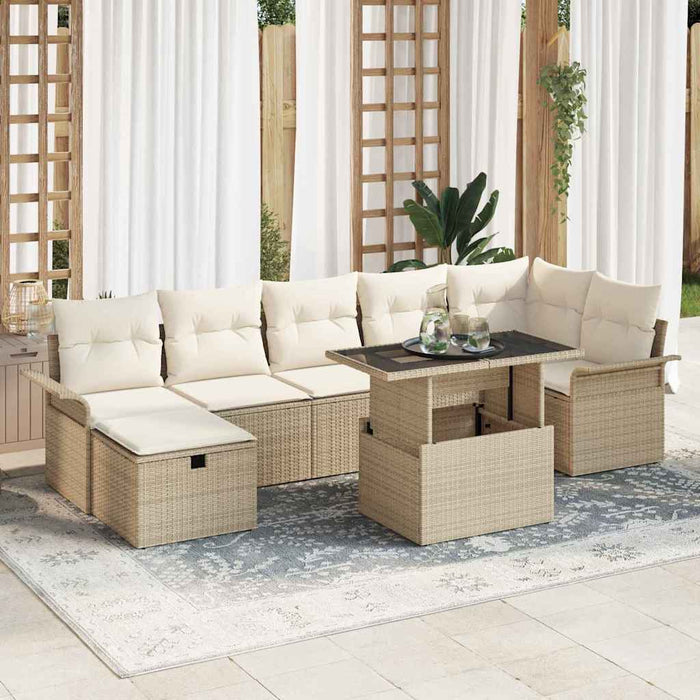 Set de canapele pentru grădină cu pernă 8 pcs Bej Rattan poli - WALTI WALTI