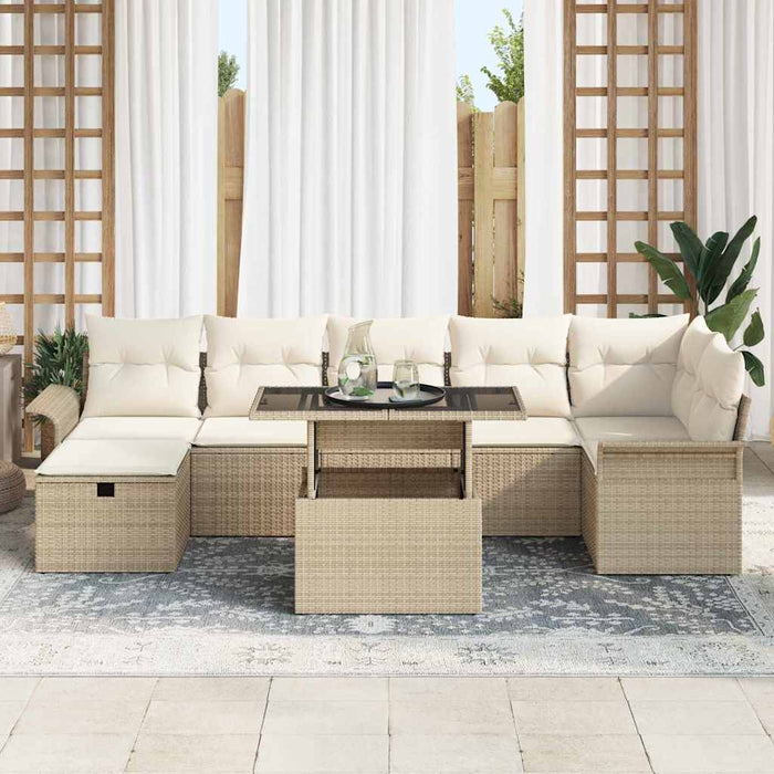Set de canapele pentru grădină cu pernă 8 pcs Bej Rattan poli - WALTI WALTI