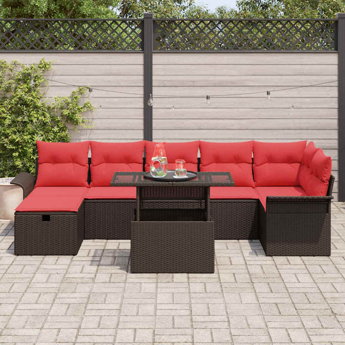 Set de canapele pentru grădină cu pernă 8 pcs Maro Rattan poli - WALTI WALTI