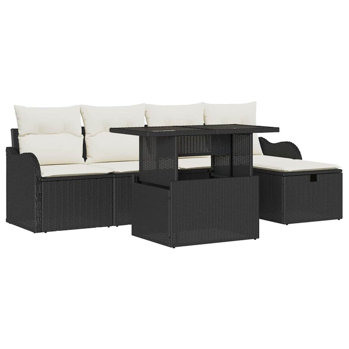 Set de canapele pentru grădină cu pernă 6 pcs Negru Rattan poli - WALTI WALTI