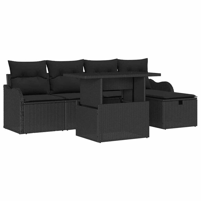 Set de canapele pentru grădină cu pernă 6 pcs Negru Rattan poli - WALTI WALTI