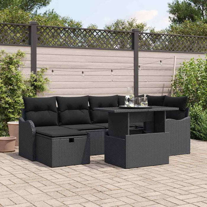 Set de canapele pentru grădină cu pernă 7 pcs Negru Rattan poli - WALTI WALTI
