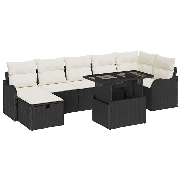 Set de canapele pentru grădină cu pernă 8 pcs Negru Rattan poli - WALTI WALTI
