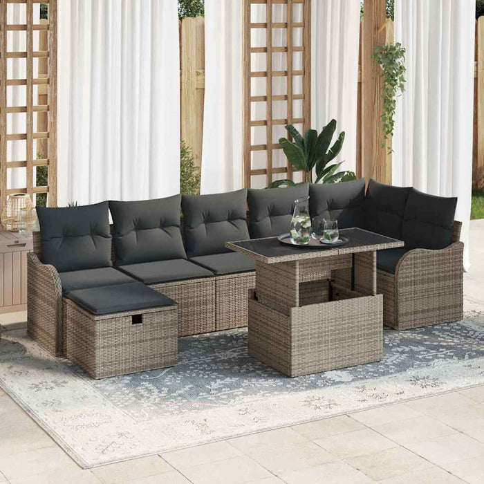 Set de canapele pentru grădină cu pernă 8 pcs Gri Rattan poli - WALTI WALTI