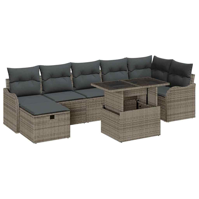 Set de canapele pentru grădină cu pernă 8 pcs Gri Rattan poli - WALTI WALTI