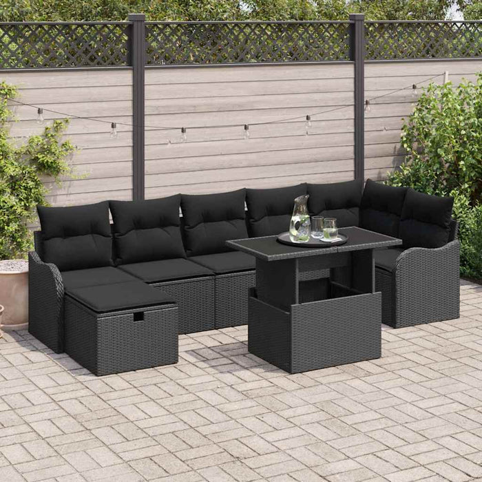 Set de canapele pentru grădină cu pernă 8 pcs Negru Rattan poli - WALTI WALTI