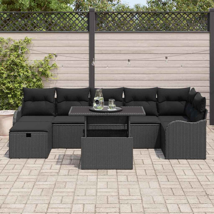 Set de canapele pentru grădină cu pernă 8 pcs Negru Rattan poli - WALTI WALTI