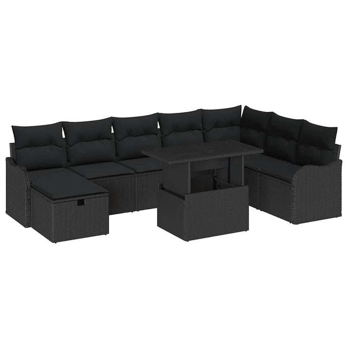 Set de canapele pentru grădină cu pernă 9 pcs Negru Rattan poli - WALTI WALTI