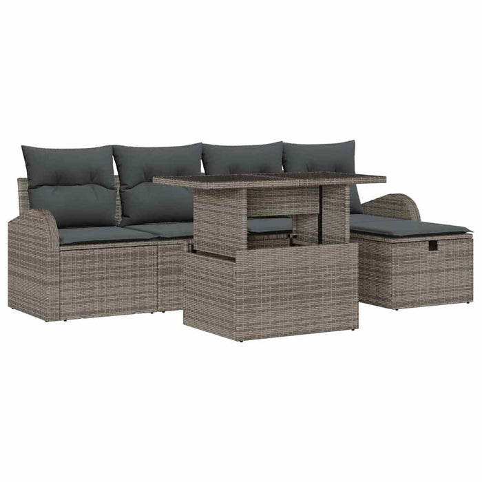 Set de canapele pentru grădină cu pernă 6 pcs Gri Rattan poli - WALTI WALTI