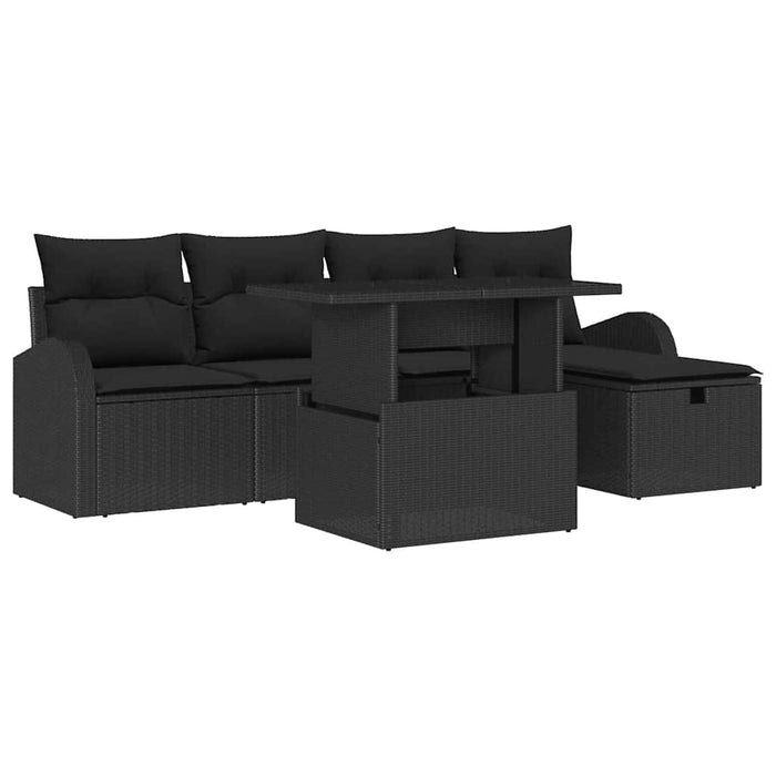 Set de canapele pentru grădină cu pernă 6 pcs Negru Rattan poli - WALTI WALTI