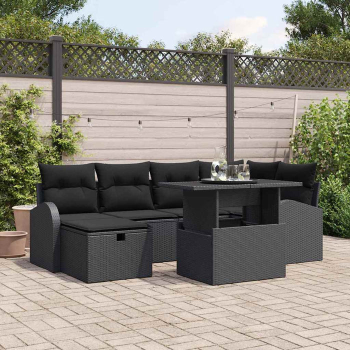 Set de canapele pentru grădină cu pernă 7 pcs Negru Rattan poli - WALTI WALTI