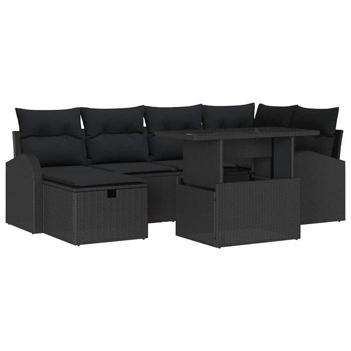 Set de canapele pentru grădină cu pernă 7 pcs Negru Rattan poli - WALTI WALTI