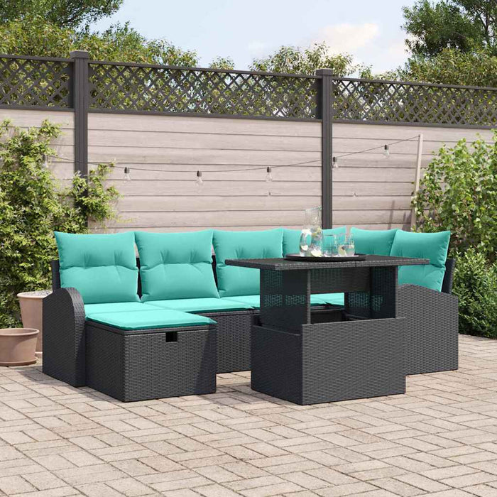 Set de canapele pentru grădină cu pernă 7 pcs Negru Rattan poli WALTI