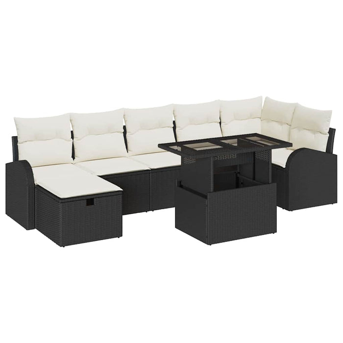 Set de canapele pentru grădină cu pernă 8 pcs Negru Rattan poli - WALTI WALTI