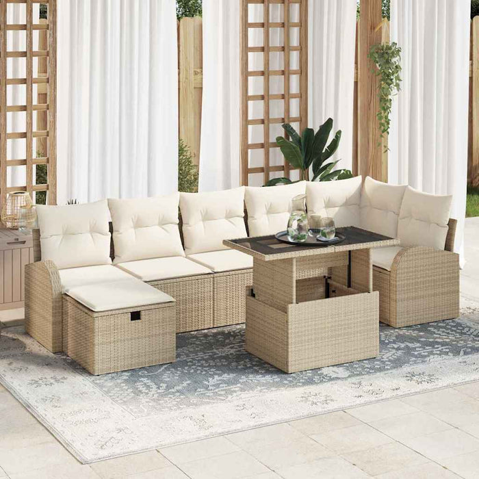 Set de canapele pentru grădină cu pernă 8 pcs Bej Rattan poli - WALTI WALTI