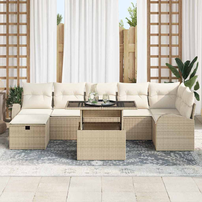 Set de canapele pentru grădină cu pernă 8 pcs Bej Rattan poli - WALTI WALTI