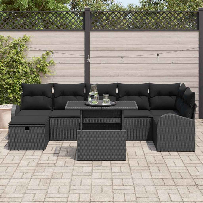 Set de canapele pentru grădină cu pernă 8 pcs Negru Rattan poli - WALTI WALTI