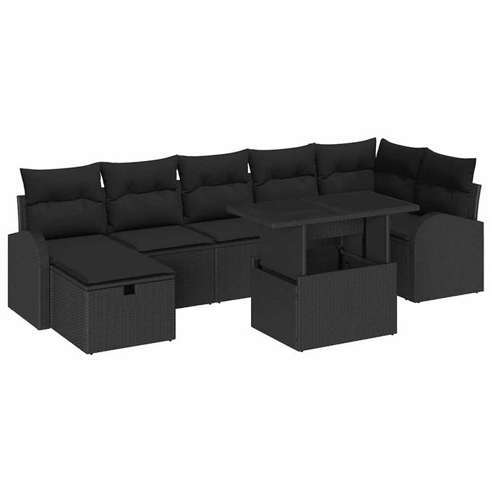 Set de canapele pentru grădină cu pernă 8 pcs Negru Rattan poli - WALTI WALTI
