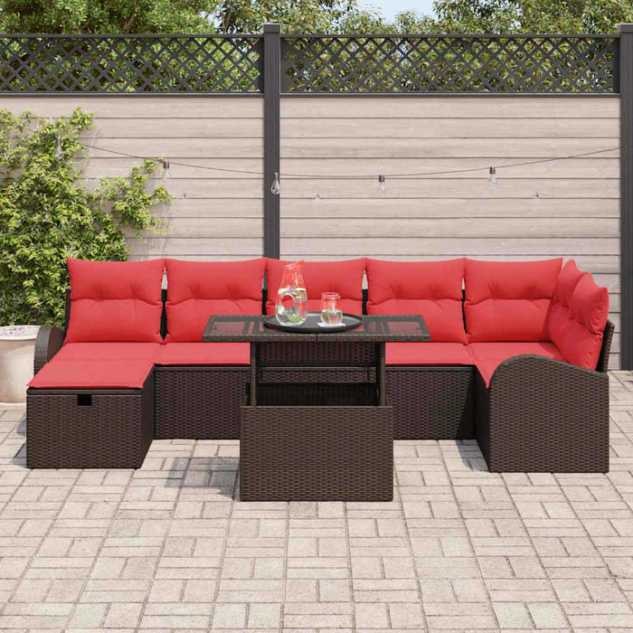 Set de canapele pentru grădină cu pernă 8 pcs Maro Rattan poli - WALTI WALTI