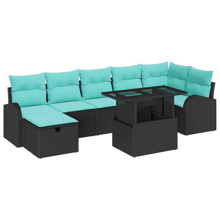Set de canapele pentru grădină cu pernă 8 pcs Negru Rattan poli WALTI