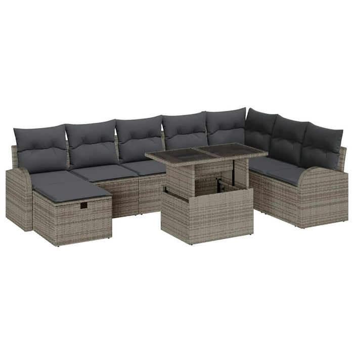 Set de canapele pentru grădină cu pernă 9 pcs Gri Rattan poli - WALTI WALTI