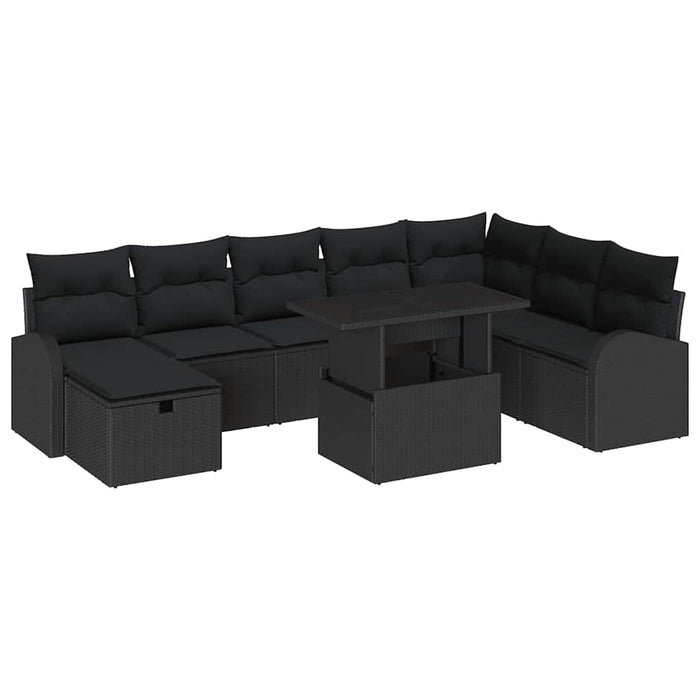Set de canapele pentru grădină cu pernă 9 pcs Negru Rattan poli - WALTI WALTI