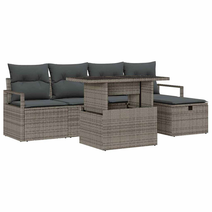 Set de canapele pentru grădină cu pernă 6 pcs Gri Rattan poli - WALTI WALTI