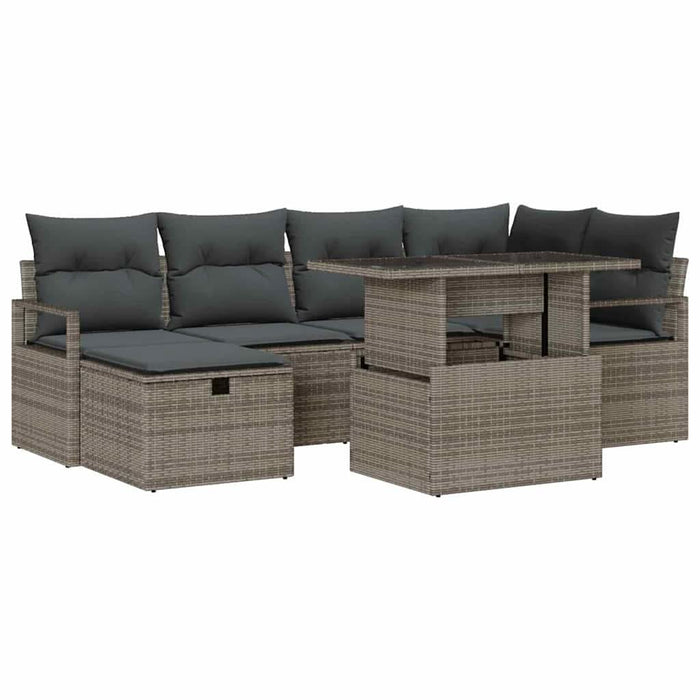 Set de canapele pentru grădină cu pernă 7 pcs Gri Rattan poli - WALTI WALTI