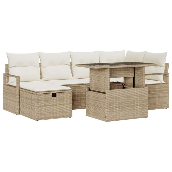 Set de canapele pentru grădină cu pernă 7 pcs Bej Rattan poli - WALTI WALTI