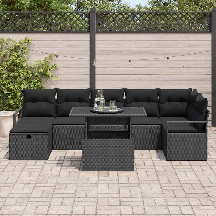 Set de canapele pentru grădină cu pernă 8 pcs Negru Rattan poli - WALTI WALTI