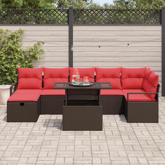 Set de canapele pentru grădină cu pernă 8 pcs Maro poliratan WALTI