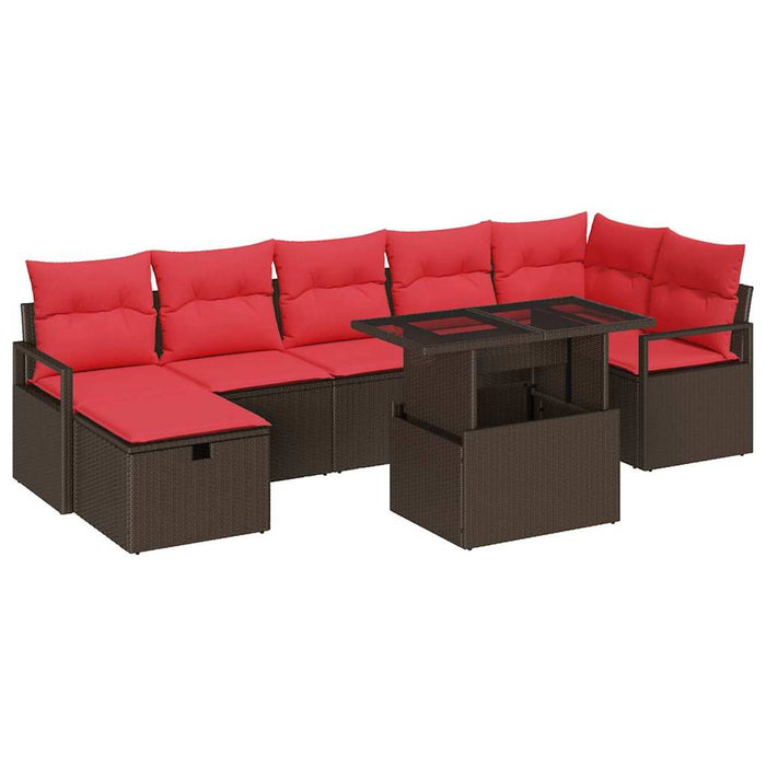 Set de canapele pentru grădină cu pernă 8 pcs Maro poliratan WALTI