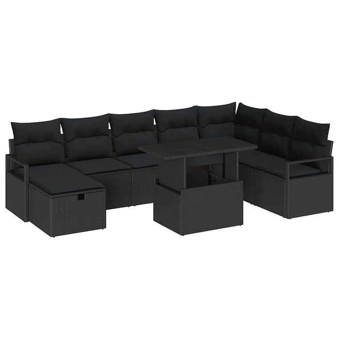 Set de canapele pentru grădină cu pernă 9 pcs Negru Rattan poli - WALTI WALTI
