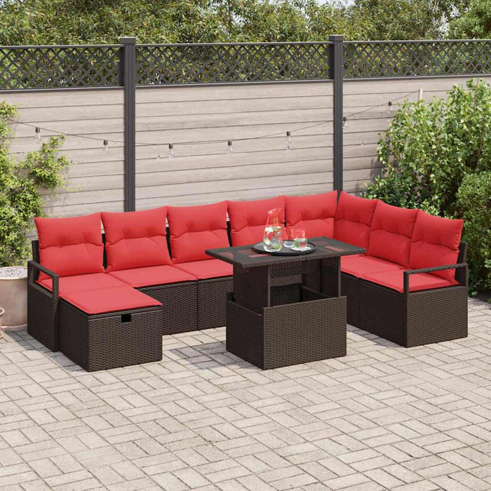 Set de canapele pentru grădină cu pernă 9 pcs Maro Rattan poli WALTI
