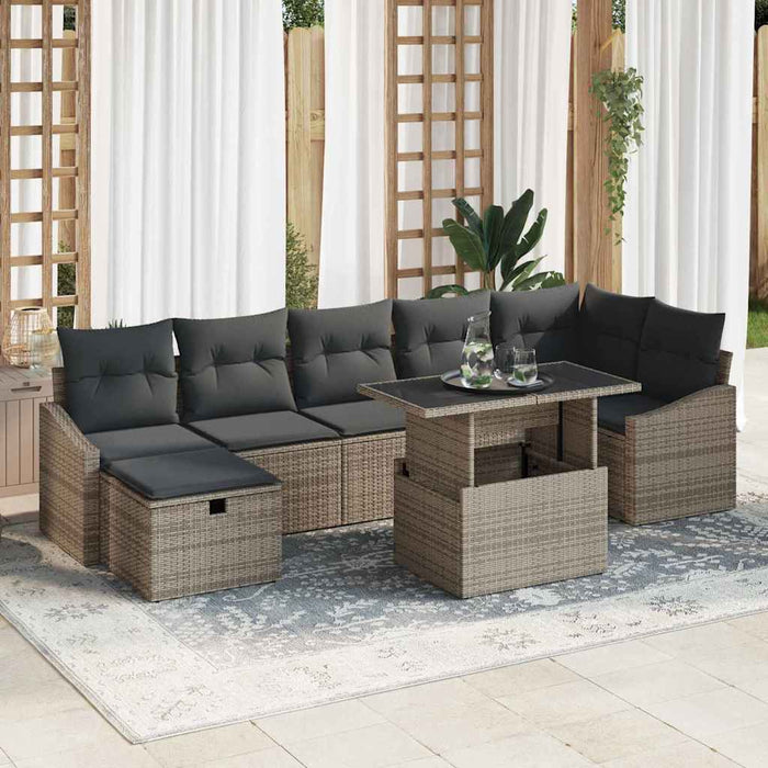 Set de canapele pentru grădină 8 pcs Gri poliratan - WALTI WALTI