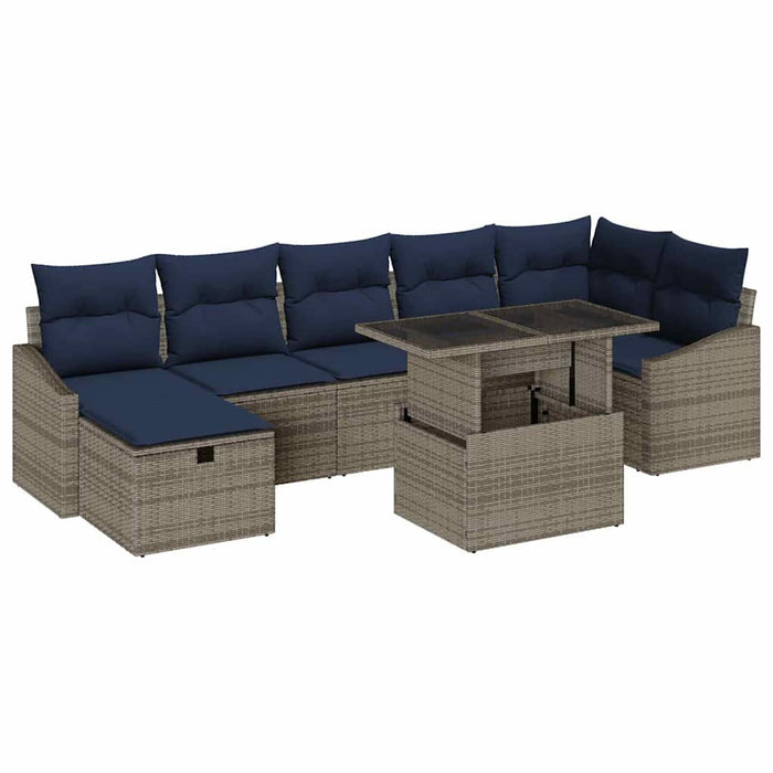 Set de canapele pentru grădină cu pernă 8 pcs Gri poliratan - WALTI WALTI