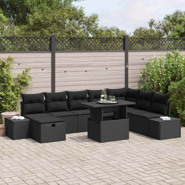 Set de canapele pentru grădină 9 pcs Negru poliratan - WALTI WALTI