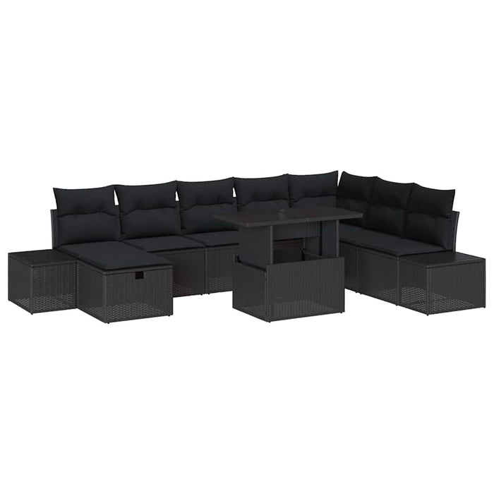 Set de canapele pentru grădină 9 pcs Negru poliratan - WALTI WALTI