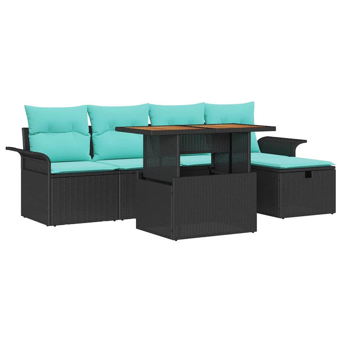 Set de canapele pentru grădină 6 pcs Negru poliratan - WALTI WALTI