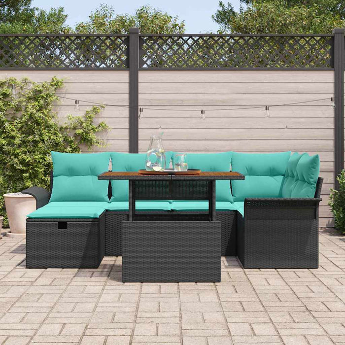 Set de canapele pentru grădină 7 pcs Negru poliratan - WALTI WALTI