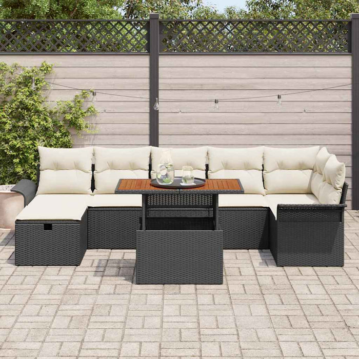 Set de canapele pentru grădină 8 pcs Negru poliratan - WALTI WALTI