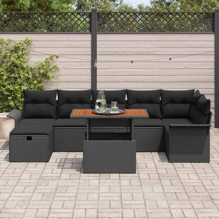 Set de canapele pentru grădină 8 pcs Negru poliratan - WALTI WALTI