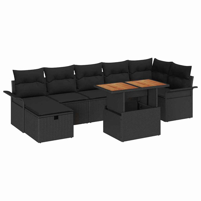 Set de canapele pentru grădină 8 pcs Negru poliratan - WALTI WALTI