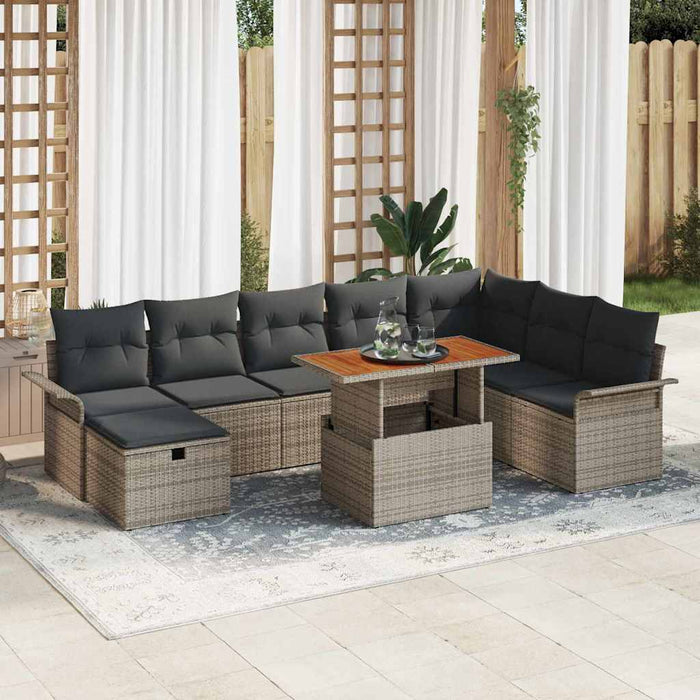 Set de canapele pentru grădină 9 pcs Gri poliratan - WALTI WALTI