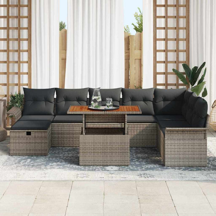 Set de canapele pentru grădină 9 pcs Gri poliratan - WALTI WALTI
