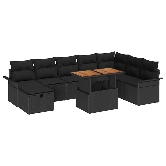 Set de canapele pentru grădină 9 pcs Negru poliratan - WALTI WALTI
