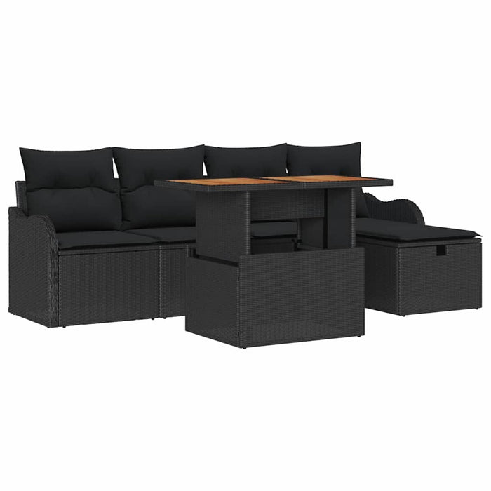 Set de canapea pentru grădină cu 6 piese și perne, din rattan negru - WALTI WALTI