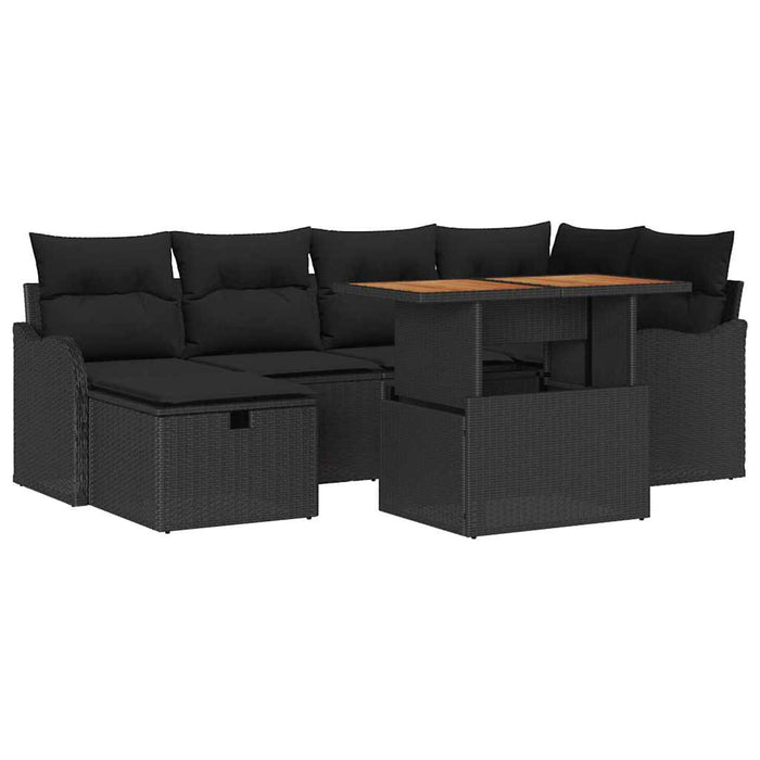 Set de canapele pentru grădină 7 pcs Negru poliratan - WALTI WALTI