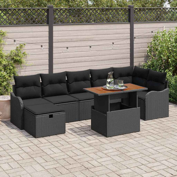 Set de canapele pentru grădină 8 pcs Negru Rattan poli - WALTI WALTI